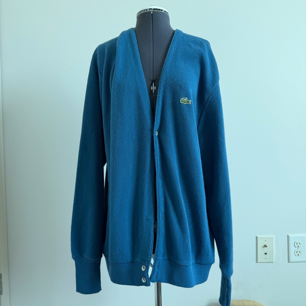 Vintage Lacoste Blue Sweater Cardigan Size XL